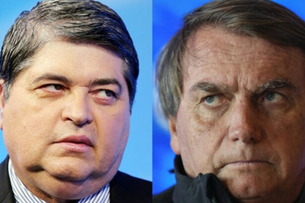 Montagem de Datena e Bolsonaro com semblantes de raiva