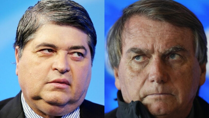 Montagem de Datena e Bolsonaro com semblantes de raiva