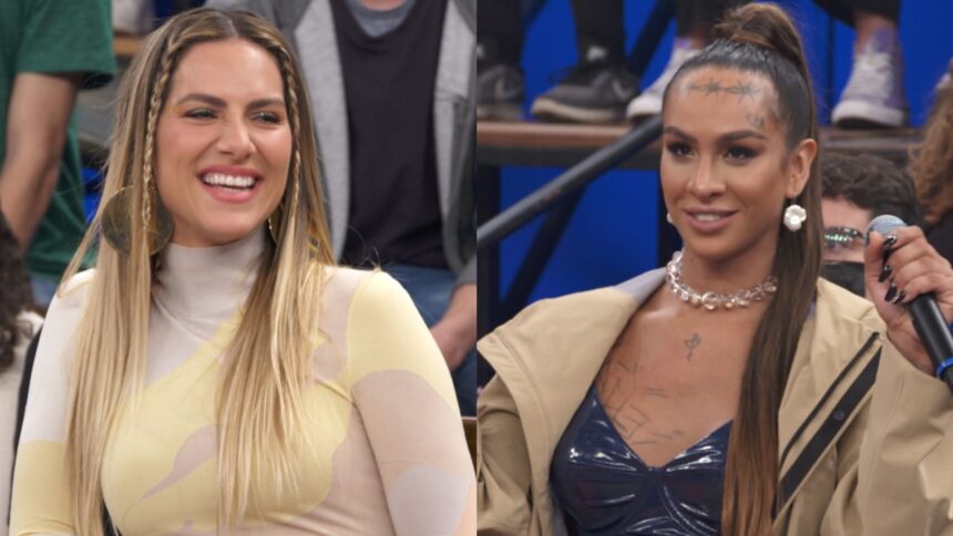 Giovanna Ewbank e Linn da Quebrada em uma montagem, com trechos de suas participações no Altas Horas