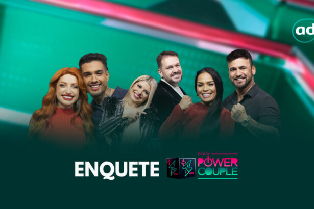 Brenda e Matheus, Adryana e Albert e Eliza e Hadballa na arte da enquete da 9ª DR do Power Couple