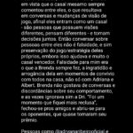 Texto de seguidora criticando Brenda e Matheus