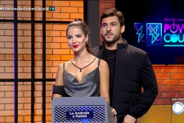 Luana e Hadad na sala de apostas Power Couple Brasil 6 antes de serem eliminados