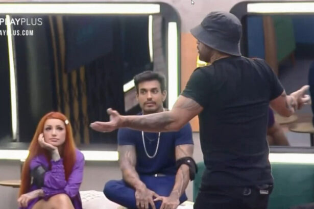 Hadballa de frente a Brenda e Matheus tentando se explicar sobre as acusações de Mussunzinho no Power Couple Brasil 6