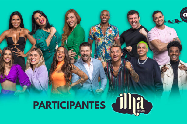 Arte de divulgação com os 13 participantes do Ilha Record 2