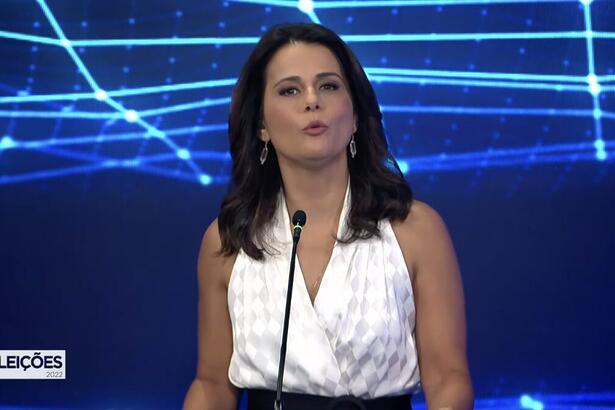 Adriana Araújo em trecho da mediação do Debate na Band