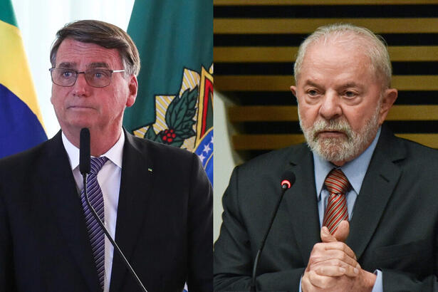 Bolsonaro e Lula em uma montagem