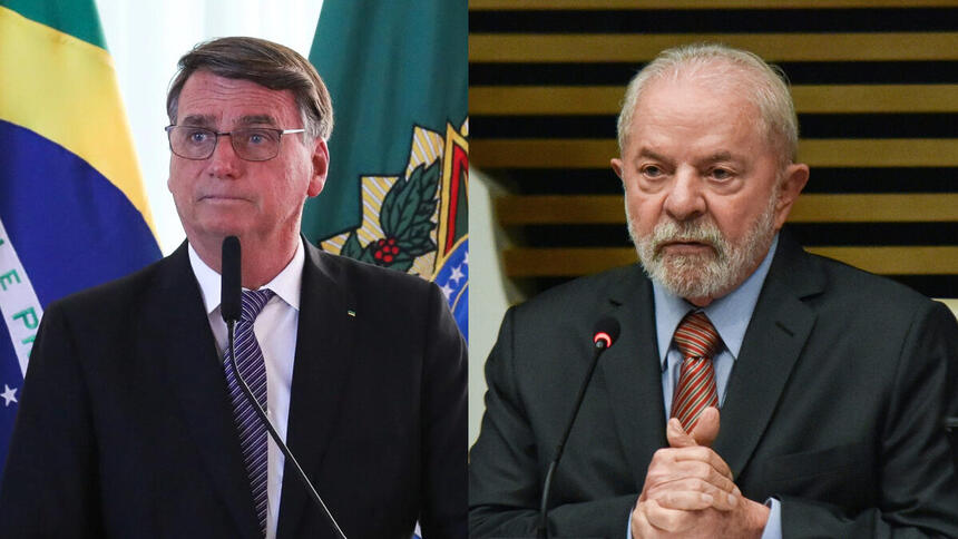 Bolsonaro e Lula em uma montagem