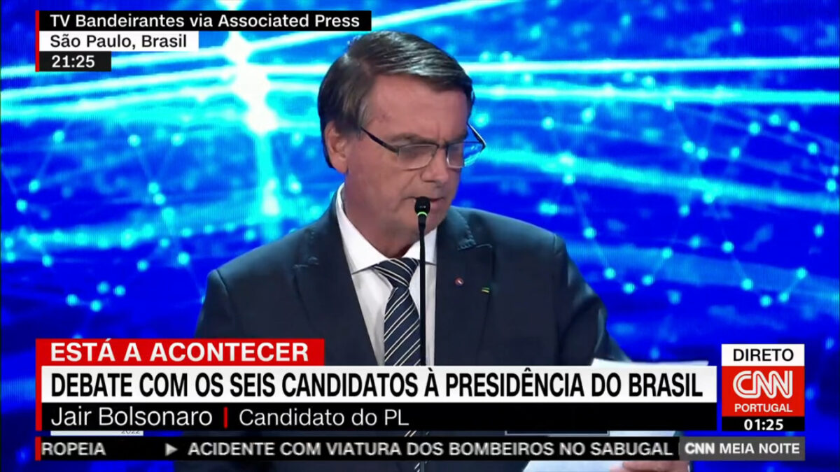 Imagem da transmissão do debate na Band na CNN Portugal 