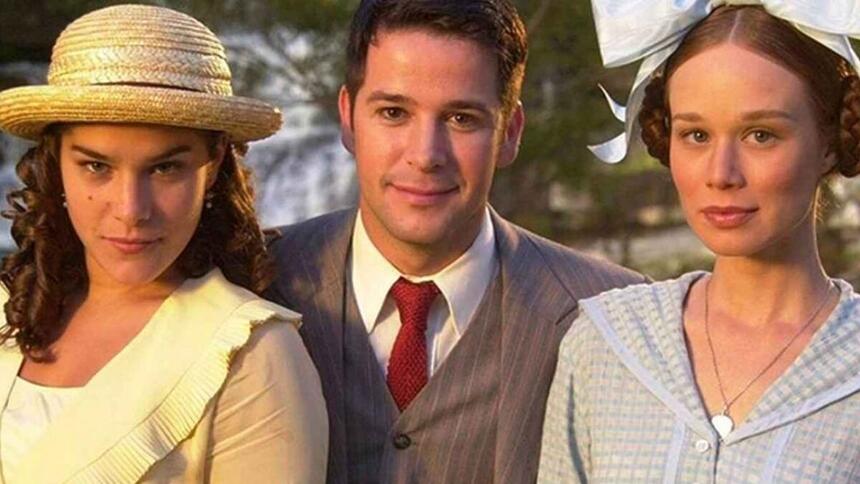 Mariana Ximenes, Murilo Benício e Priscila Fantin em foto de divulgação da novela Chocolate com Pimenta