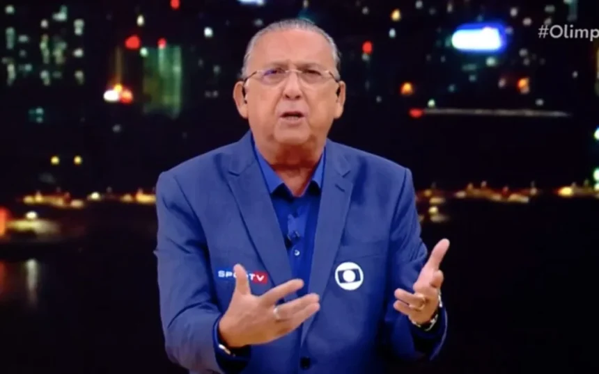 Galvão Bueno em trecho de um programa, durante a cobertura dos Jogos Olímpicos de Tóquio