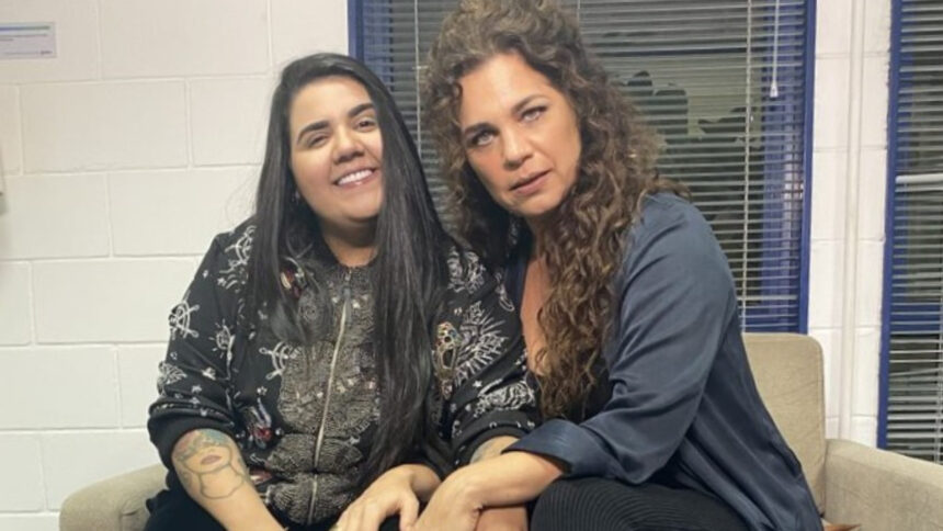 Isabel Teixeira e Yasmin Santos juntas, nos bastidores do Domingão