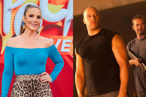 Ivete Sangalo, nos estúdios do Pipoca, em montagem com Vin Diesel em trecho do filme Velozes e Furiosos 5