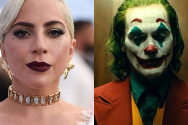 Lady Gaga e o personagem Coringa em uma montagem