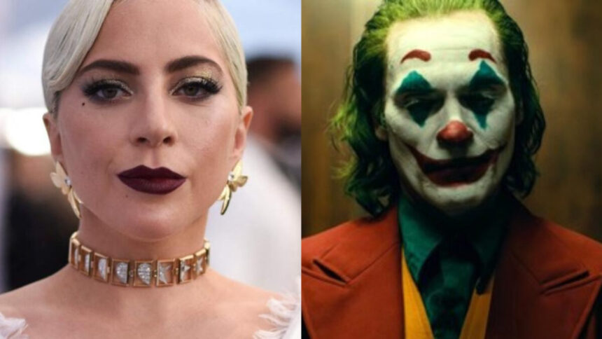 Lady Gaga e o personagem Coringa em uma montagem