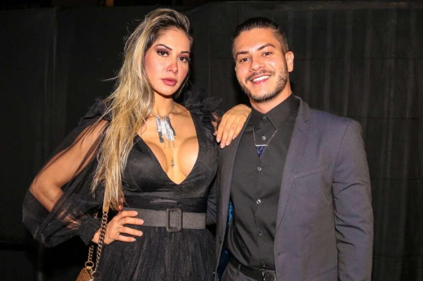 Maira Cardi e Arthur Aguiar de preto