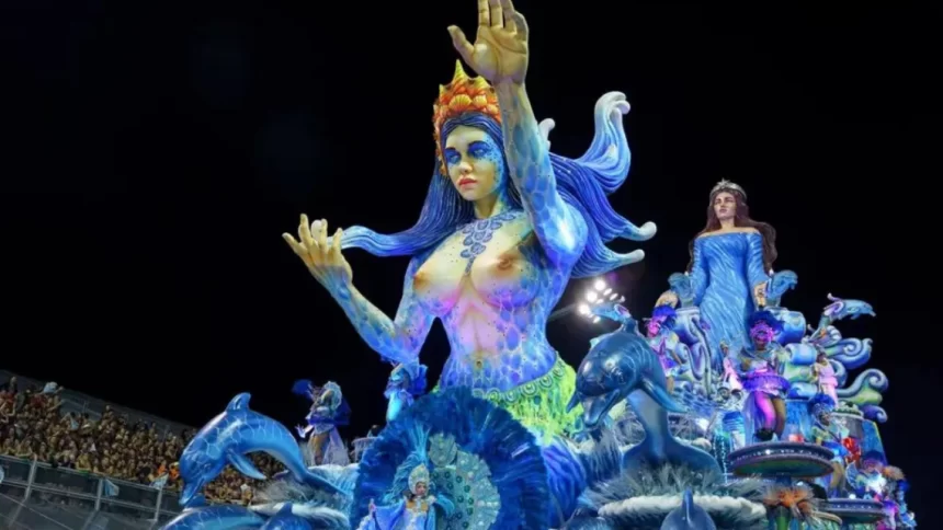 Trecho do desfile da Mancha Verde, no desfile do Carnaval em 2022