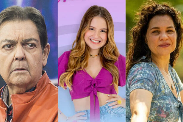 Montagem com Faustão, Poliana e Maria Bruaca de Pantanal