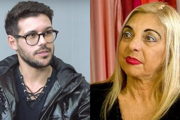 Rodrigo Mussi e Mara Carvalho, sua mãe, em uma montagem