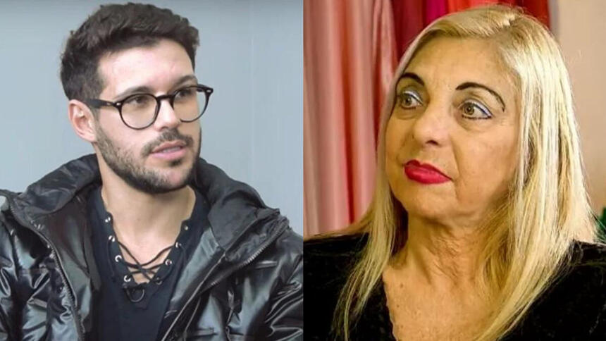 Rodrigo Mussi e Mara Carvalho, sua mãe, em uma montagem