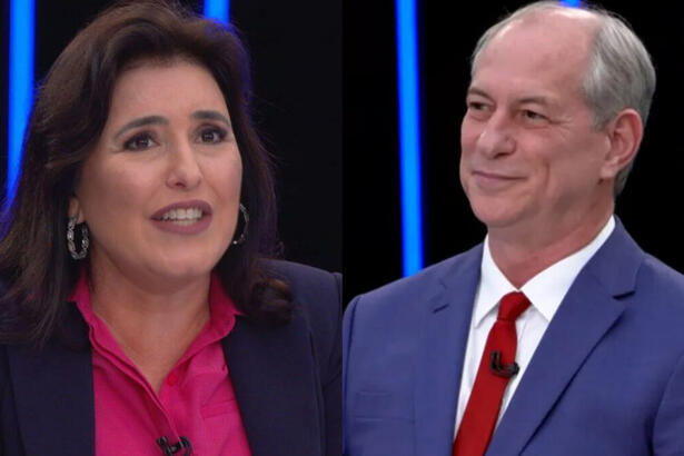 Simone Tebet e Ciro Gomes em um montagem, ambos na sabatina no JN