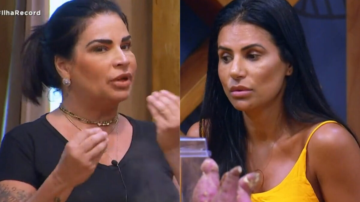Solange e Jaciara no Ilha Record, em uma montagem