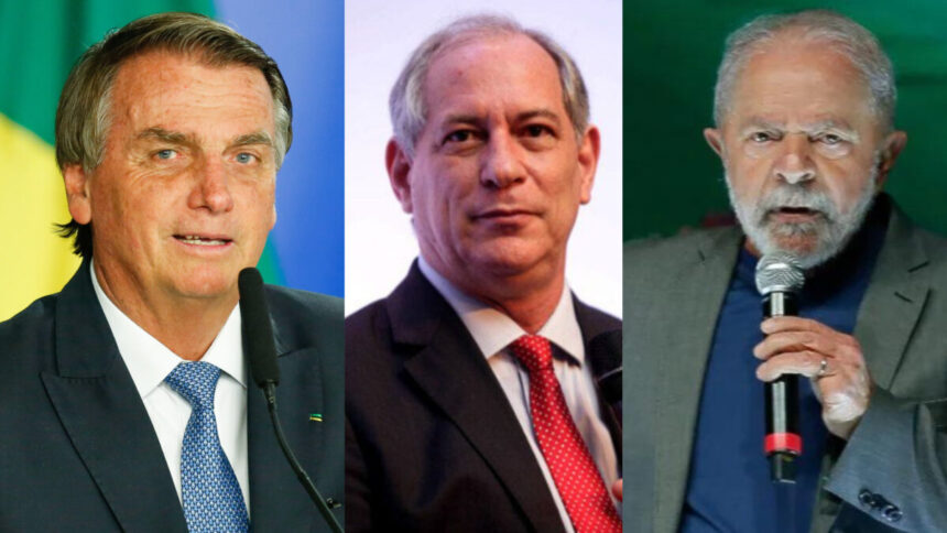 Jair Bolsonaro, Ciro Gomes e Lula em uma montagem