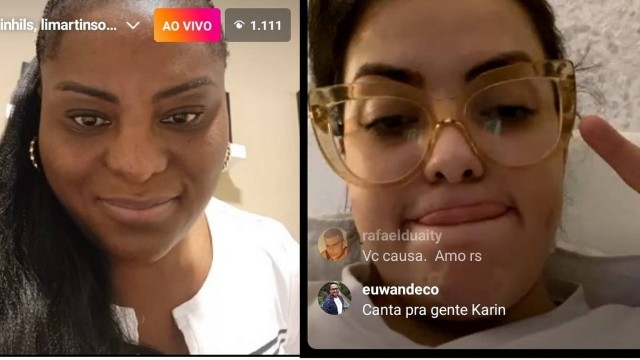 Montagem de Karin Hills e Li Martins na live do Instagram