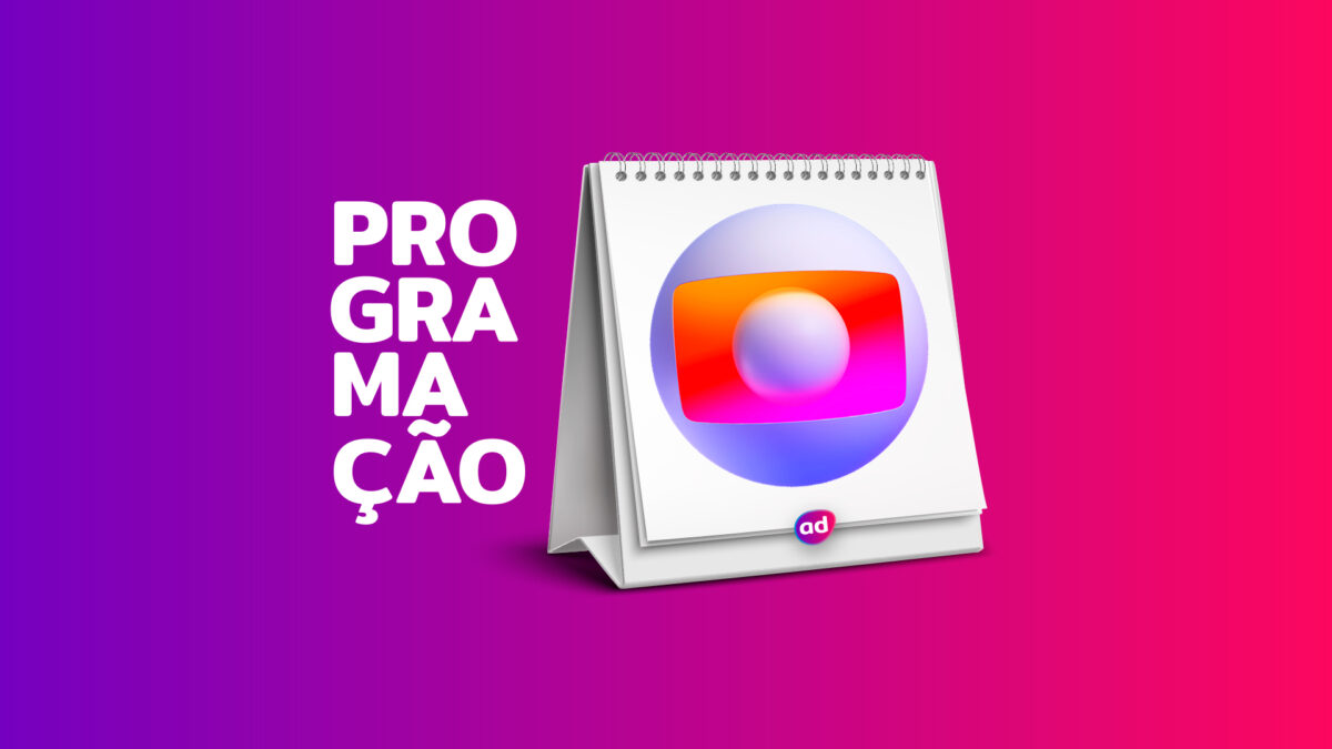 Arte gráfica da programação da TV Globo com o logo da emissora