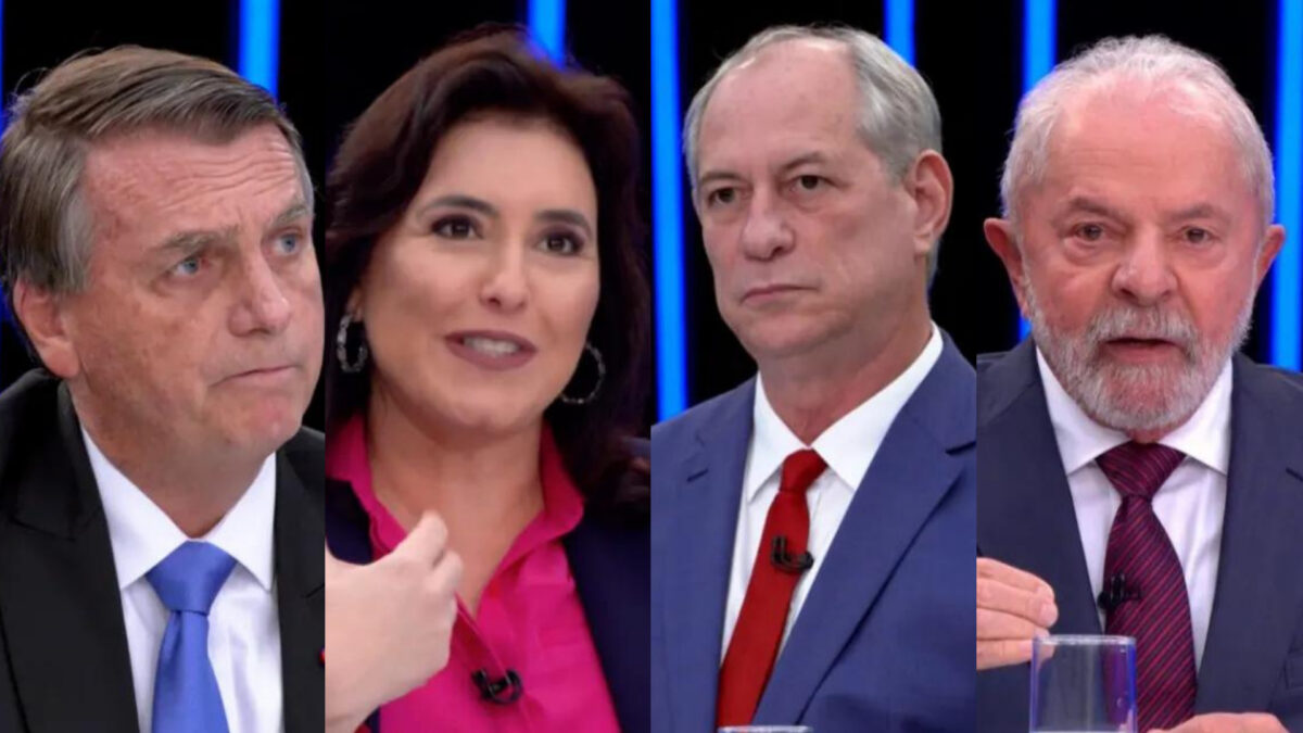 Jair Bolsonaro, Simone Tebet, Ciro Gomes e Lula - montagem de suas participações no Jornal Nacional