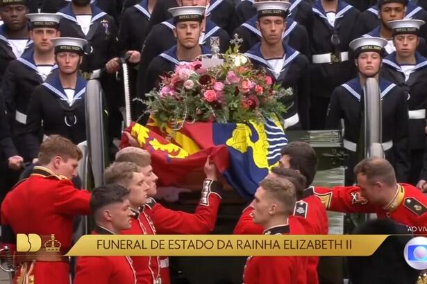 Trecho da transmissão do Bom Dia Brasil na cobertura do funeral da Rainha Elizabeth II