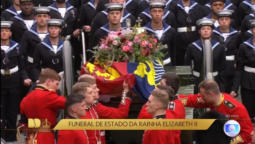 Trecho da transmissão do Bom Dia Brasil na cobertura do funeral da Rainha Elizabeth II