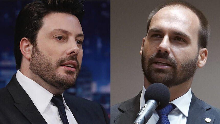 Montagem Danilo Gentili e Eduardo Bolsonaro