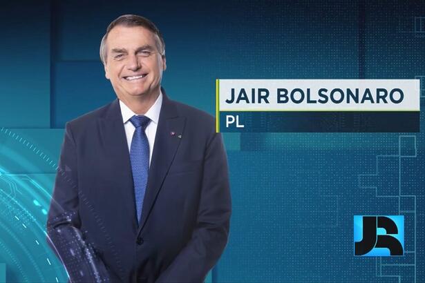 Jair Bolsonaro em arte de divulgação da sabatina do Jornal da Record