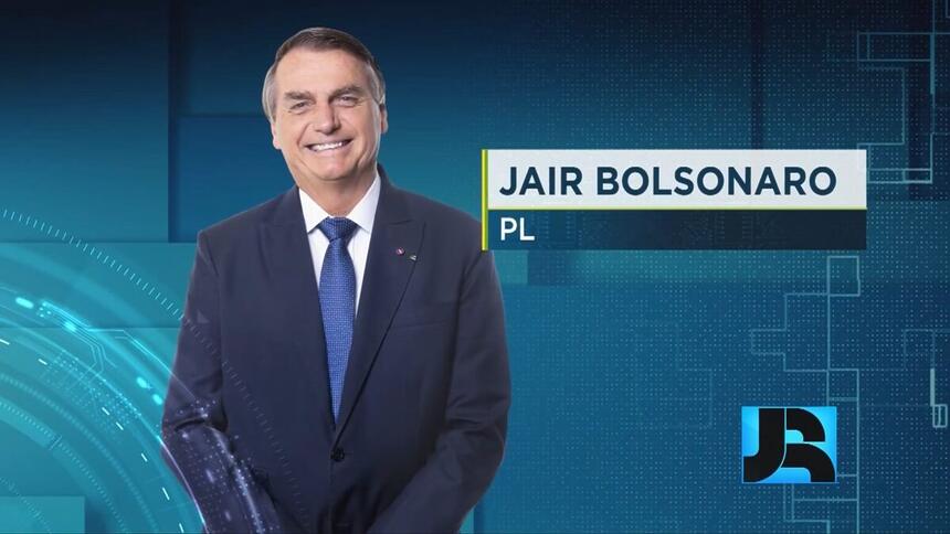 Jair Bolsonaro em arte de divulgação da sabatina do Jornal da Record