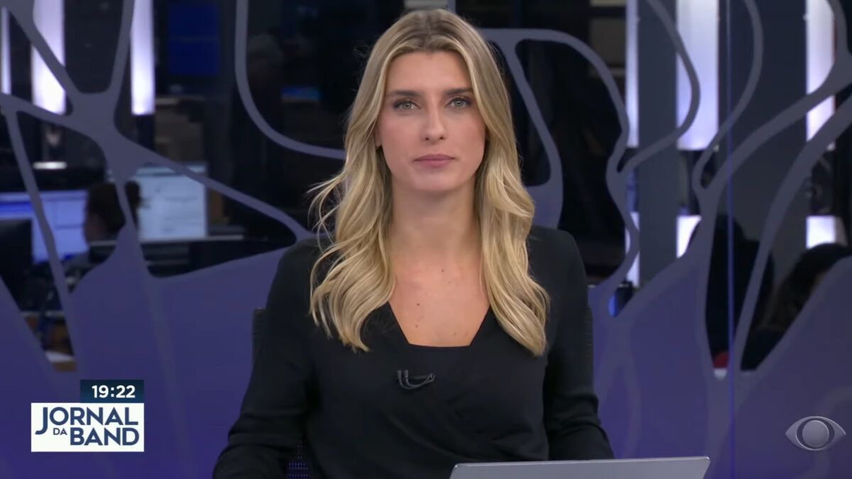 Joana Treptow em trecho do Jornal da Band, na Band