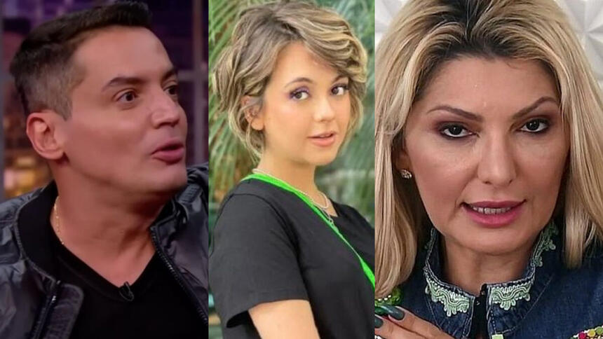 Antônia Fontenelle, Klara Castanho e Léo Dias em uma montagem