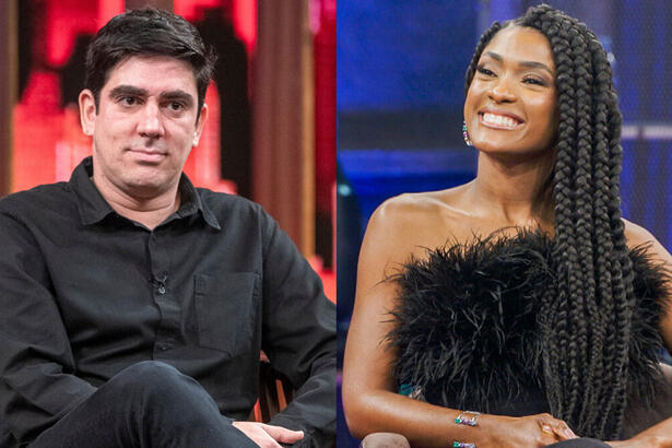 Marcelo Adnet e Erika Januza em uma montagem