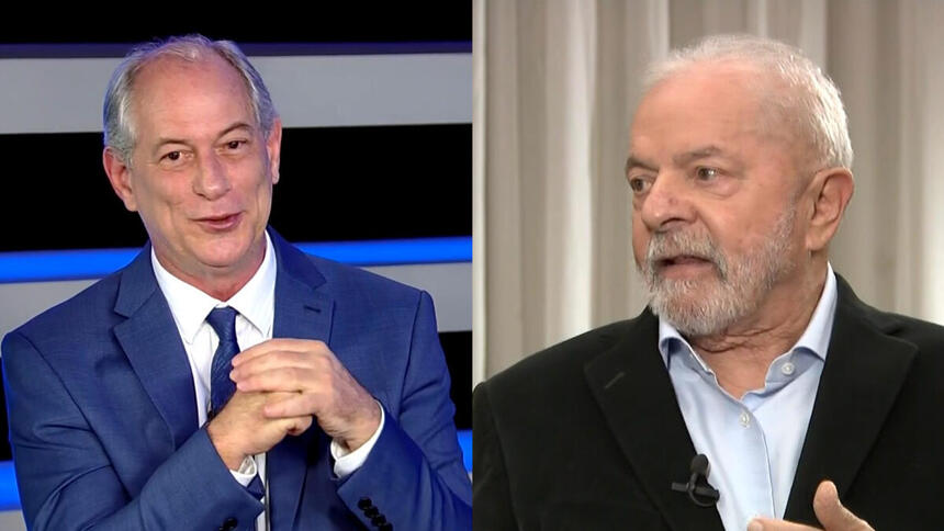 Montagem de Ciro na Record TV e Lula em entrevista ao SBT