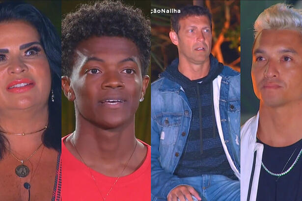 Montagem Solange Gomes, Kaik, Bruno Sutter e Nakagima na votação do Ilha Record