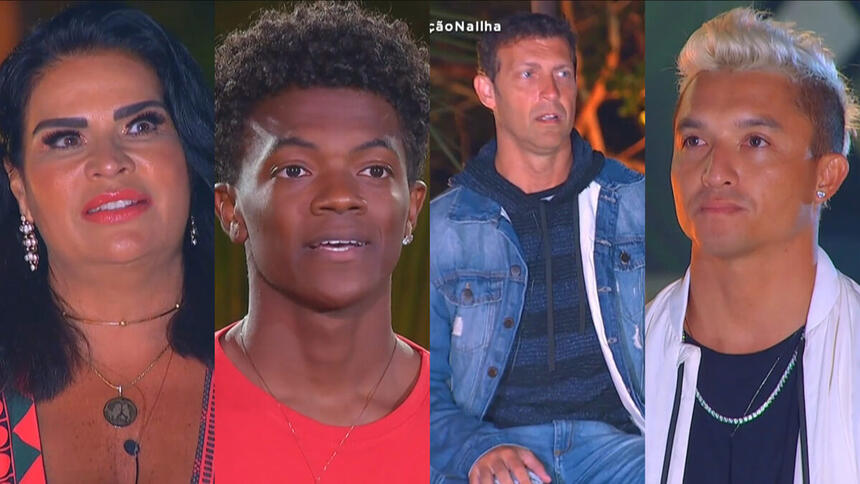 Montagem Solange Gomes, Kaik, Bruno Sutter e Nakagima na votação do Ilha Record