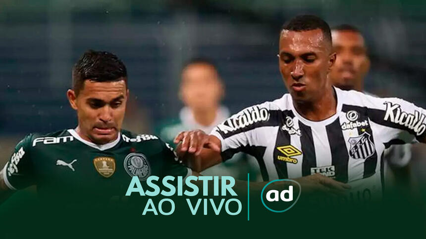 Jogadores Dudu e Lucas Braga disputando bola, em clássico Palmeiras e Santos