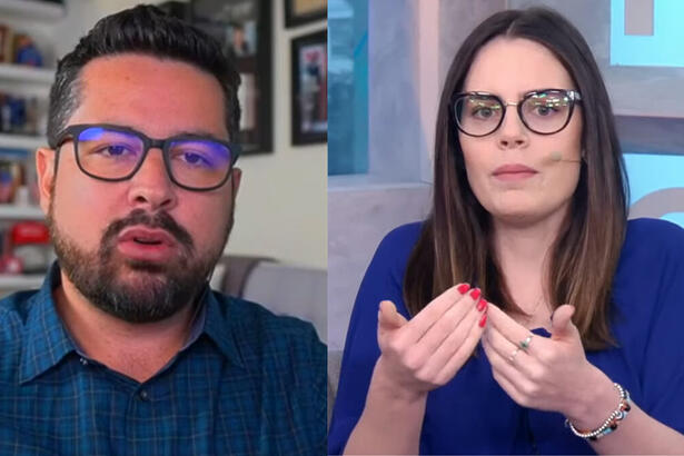 Paulo Figueiredo e Zoe Martínez, montagem com trechos de suas participações no Morning Show