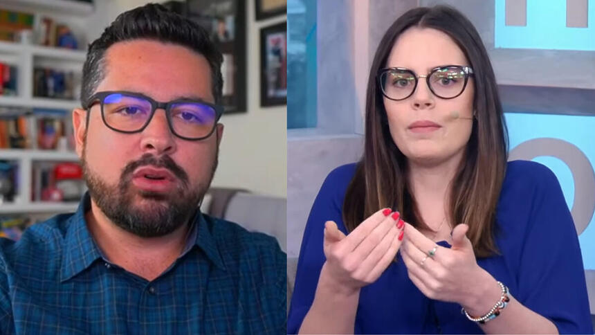 Paulo Figueiredo e Zoe Martínez, montagem com trechos de suas participações no Morning Show