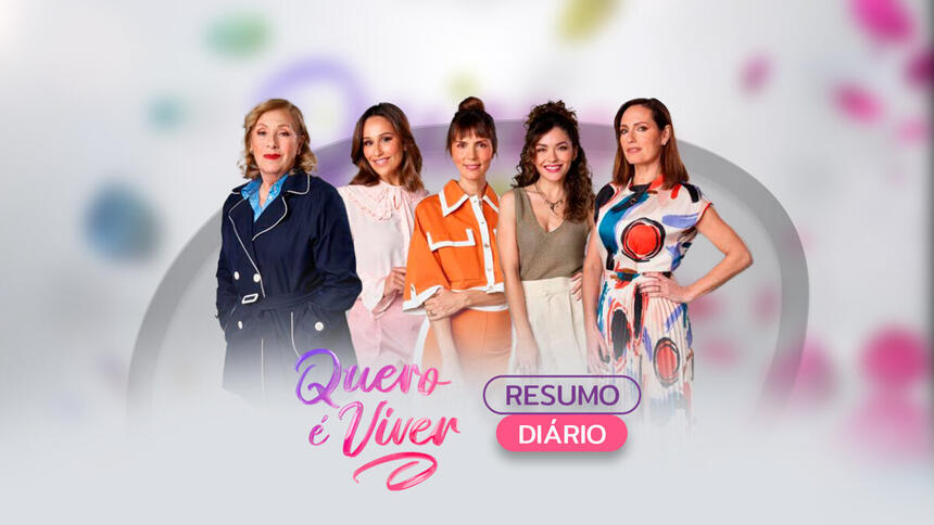 Arte de divulgação do resumo da novela Quero é Viver da TVI em Portugal