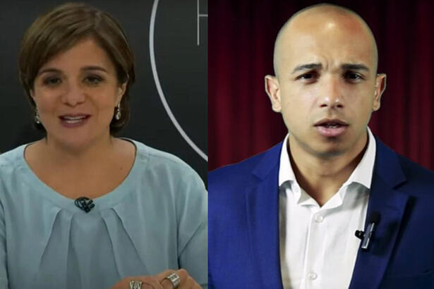 Vera Magalhães e Douglas Garcia em uma montagem