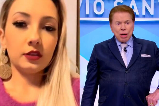 Montagem com Vidente anunciando a morte de Silvio Santos e o apresentador no estúdio do SBT