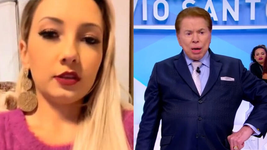 Montagem com Vidente anunciando a morte de Silvio Santos e o apresentador no estúdio do SBT