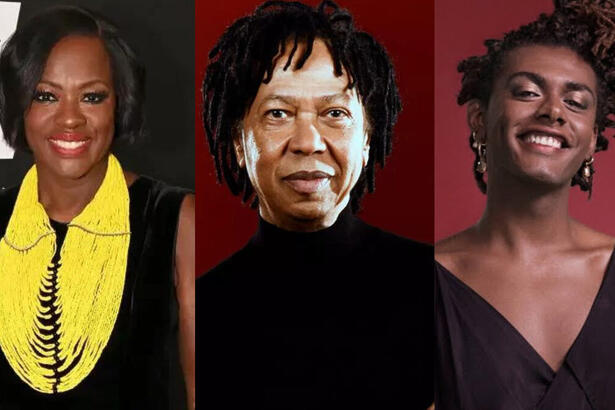 Viola Davis, Djavan e Liniker em uma motagem