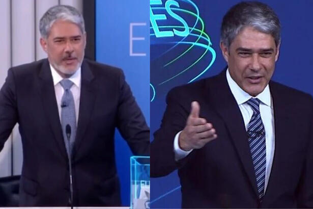 William Bonner em trechos dos debates eleitorais de 2022 e 2018