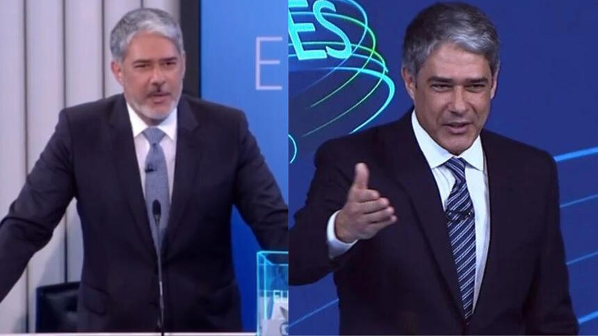 William Bonner em trechos dos debates eleitorais de 2022 e 2018